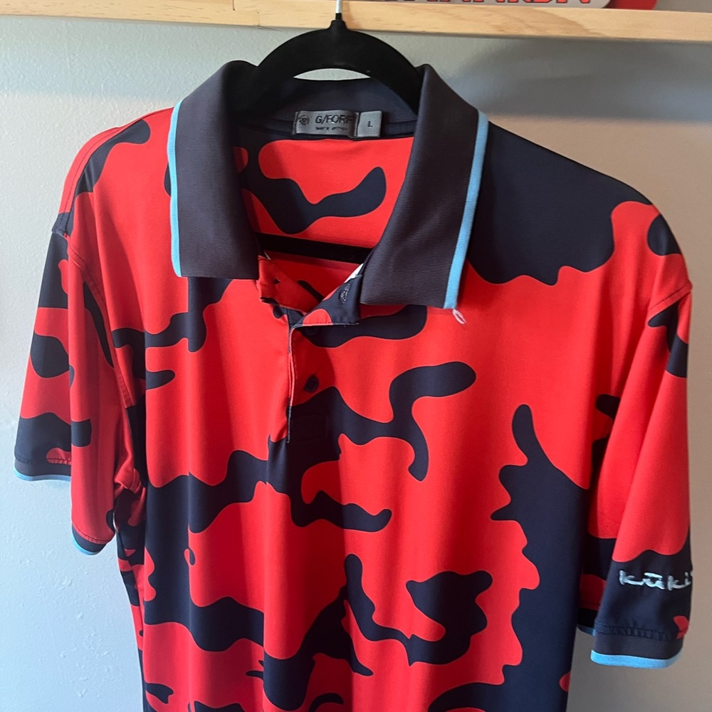 G/FORE Red and Black Camouflage Men's Polo Private Members Golf Club Kukio